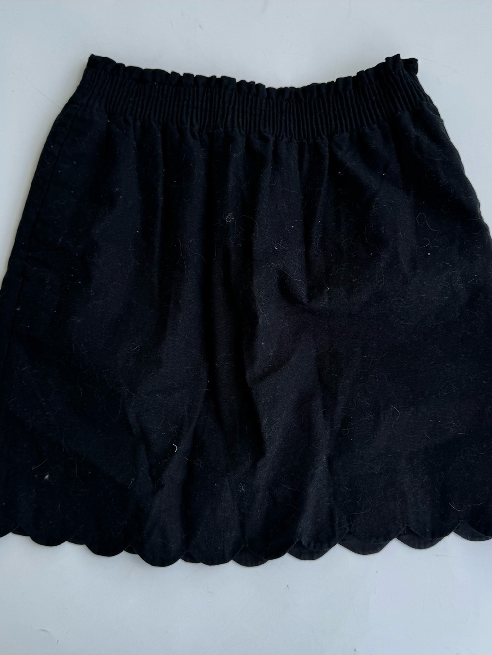 J. Crew Black Scalloped Hem Elastic Waist Mini Skirt